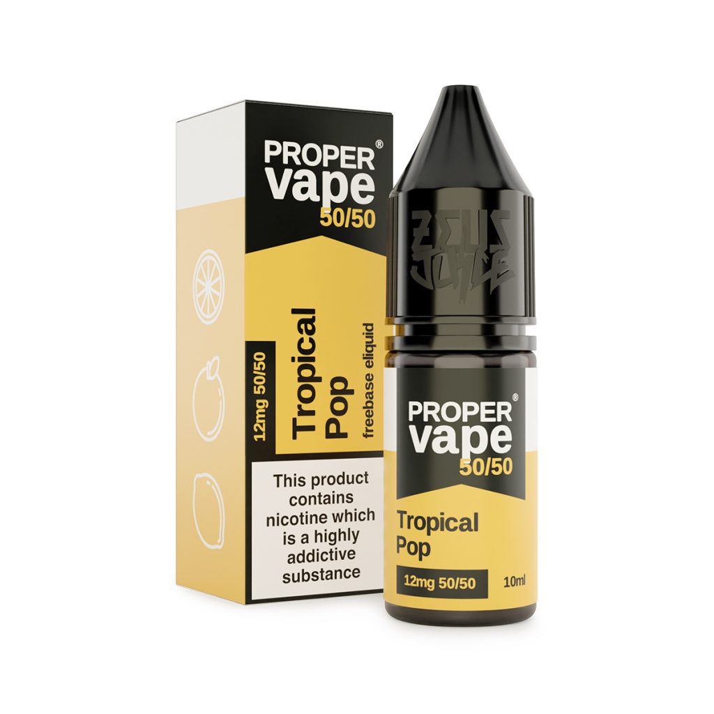 tropical pop proper vape 50 50 12mg 10ml freebase white