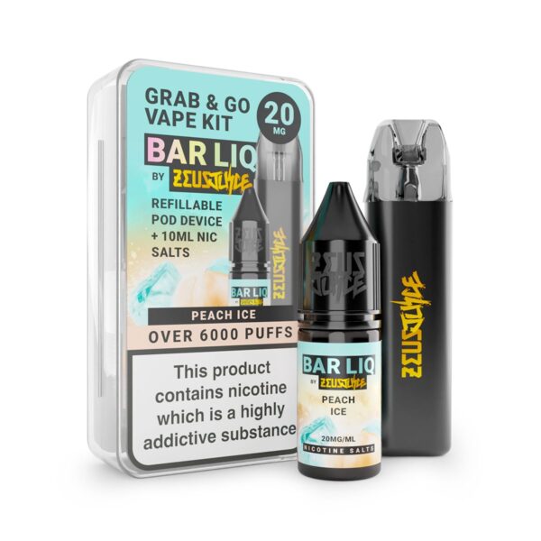 20mg peach ice bar liq grab and go vape kit white Web