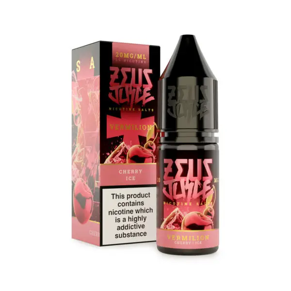 vermilion zeus juice 20mg 10ml salts new white